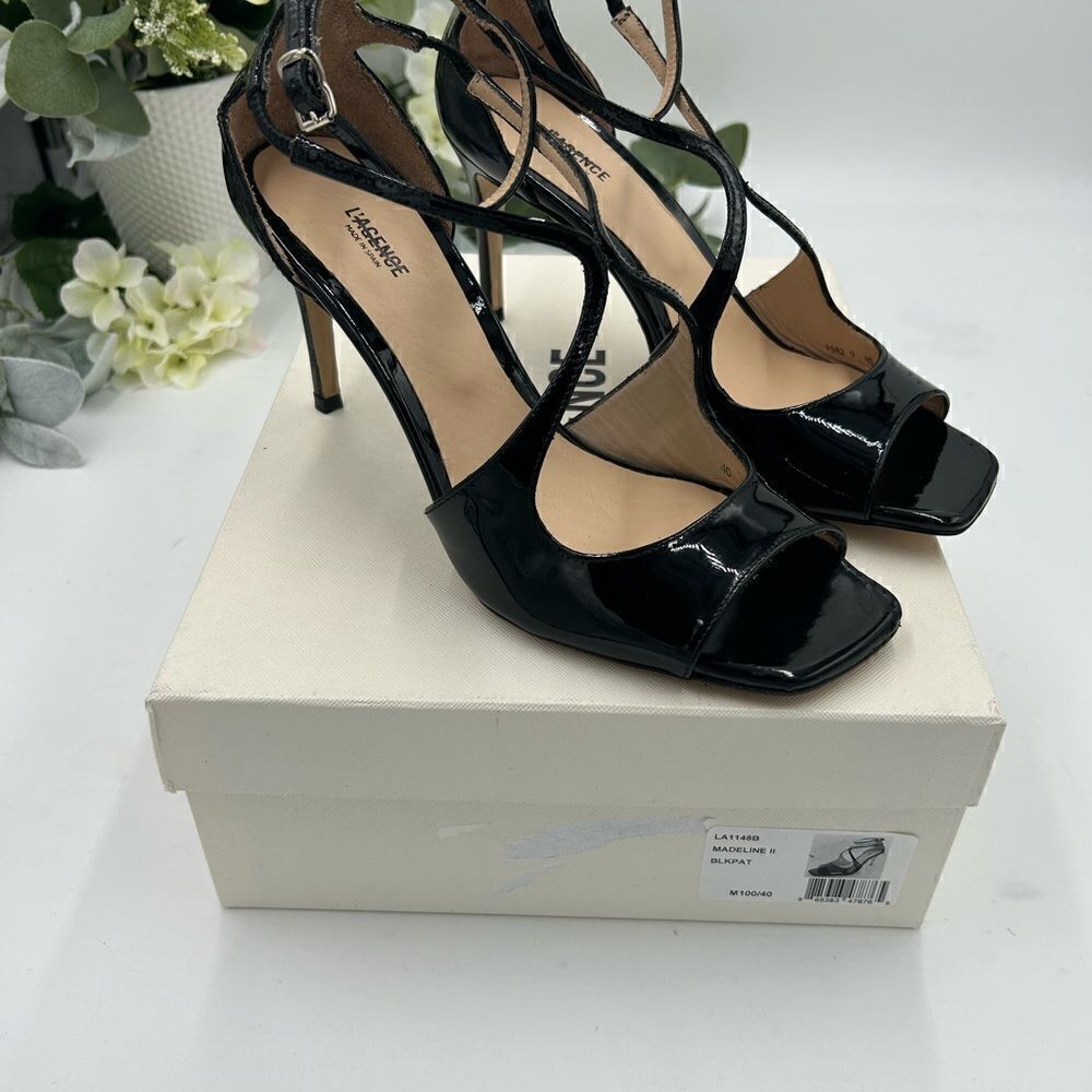 Women’s L’agence Patent , Leather Sandals, Size 40 Made In Spain
